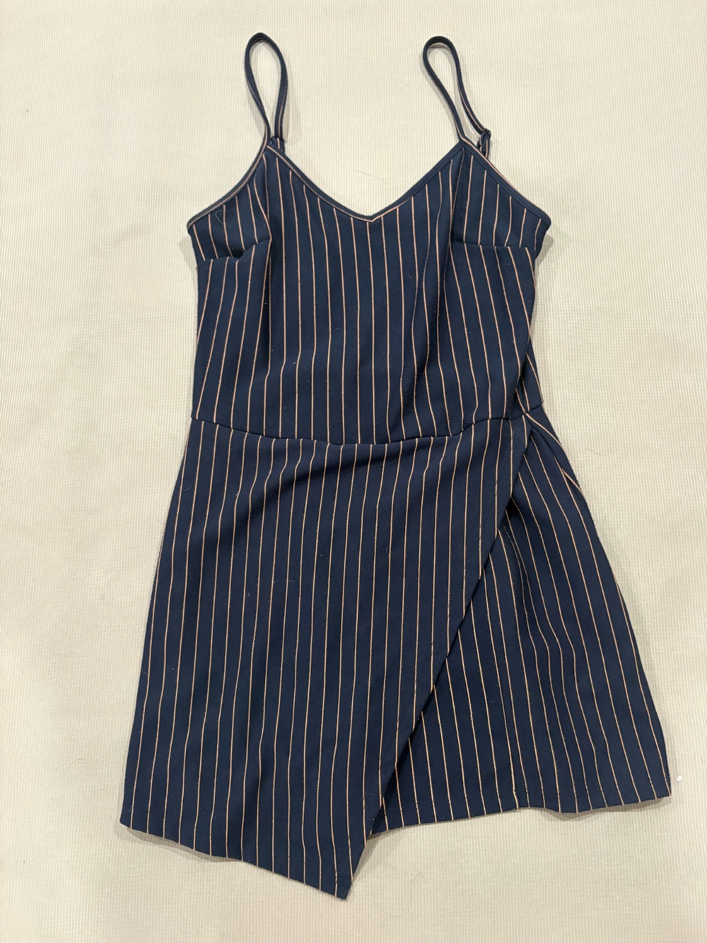 Popular Basics Navy Blue Pinstripe Spaghetti Strap Dress